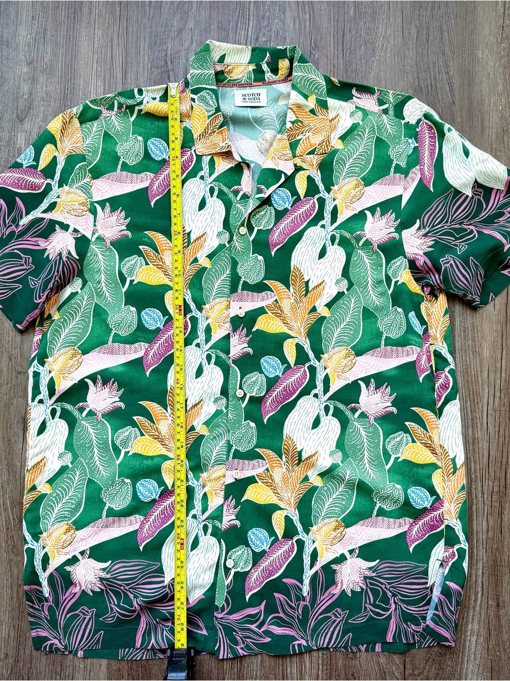 Scotch & Soda Floral Camp Shirt Green Jungle Print Medium - Picture 5 of 7
